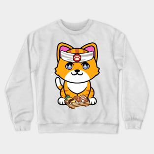 Funny orange cat is a sushi chef Crewneck Sweatshirt